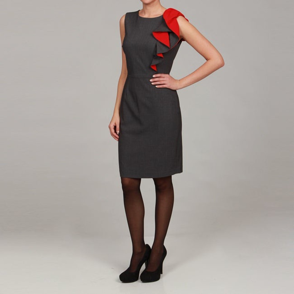 Calvin Klein red ruffle dress EUC